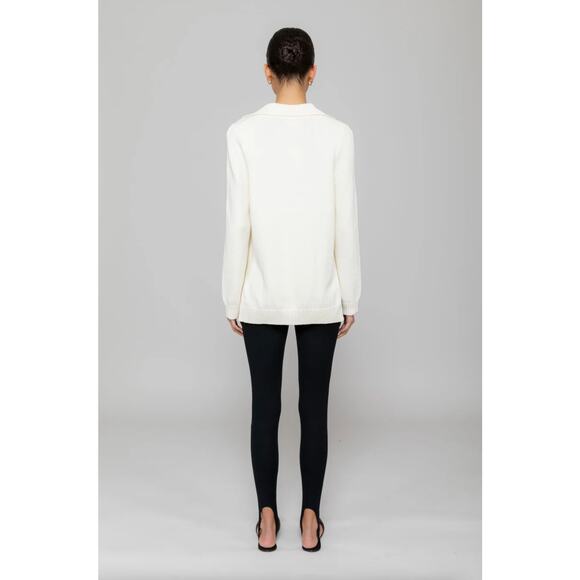 LESET May Polo V Neck Sweater Off White Cream {K30} - Picture 4 of 11